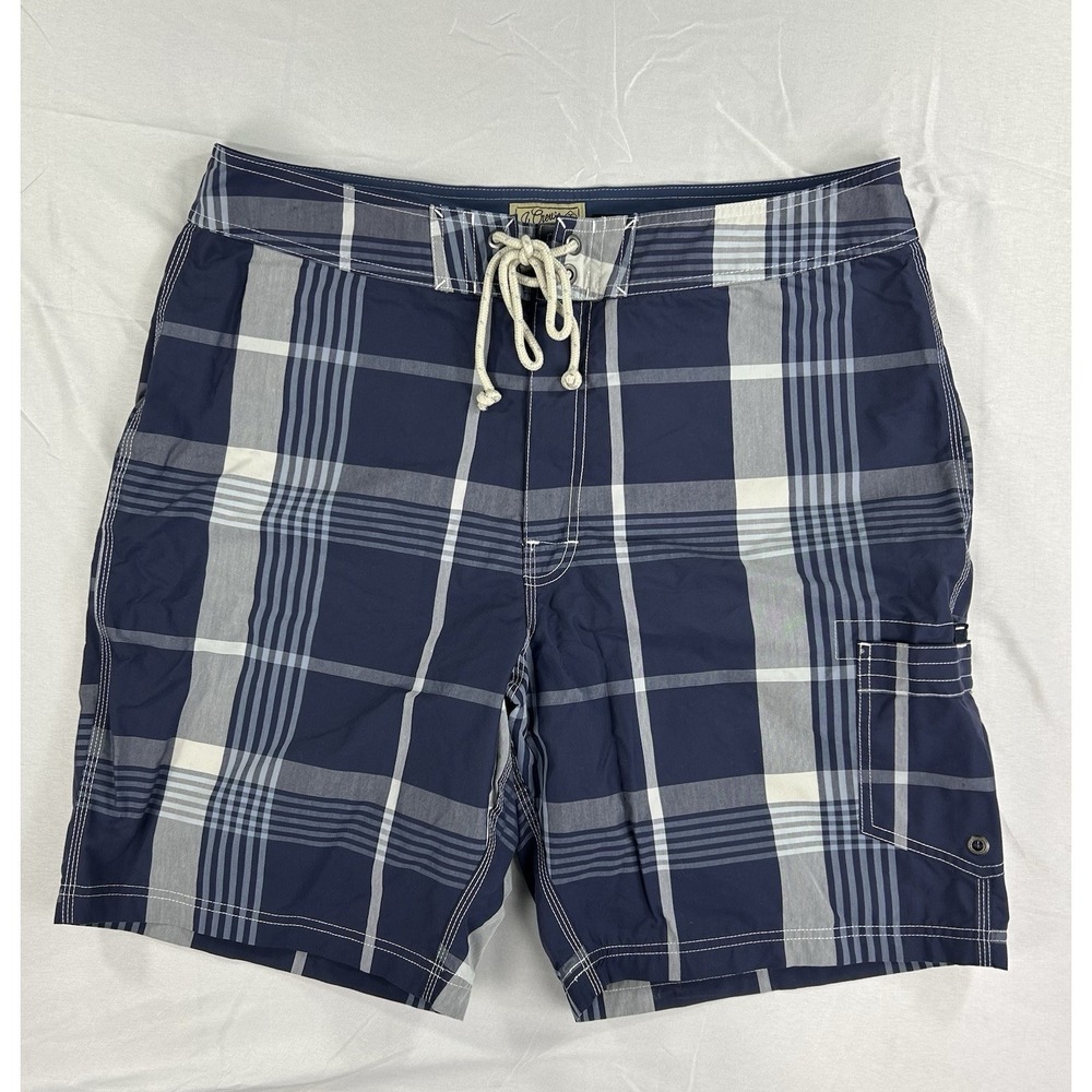 J.Crew Men's‎ "The Original Longboard" Swim Trunks - Blue Plaid (NWT) 36W